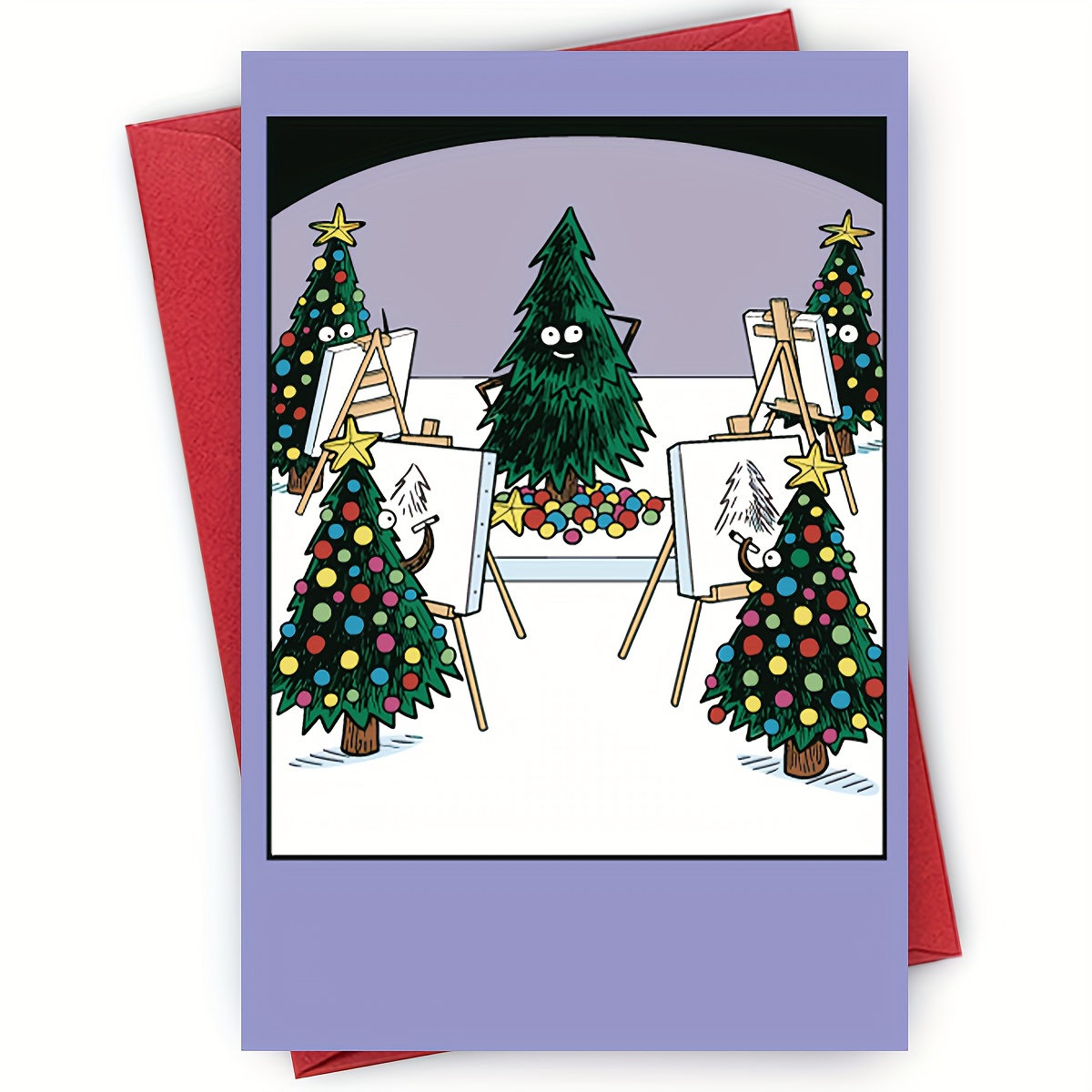 

Funny Christmas Tree Cartoon Greeting Cards - Christmas Cards With Envelopes For Anyone | Hilarious Sketching Christmas | Unique Stationery Set