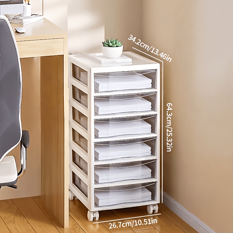 Image of Multi-tier Rolling Storage Trolley With Drawers, Convenient File Organizer With Top Shelf, Storage Trolley For Stationery, Office Supplies, Crafts, Accessories Storage