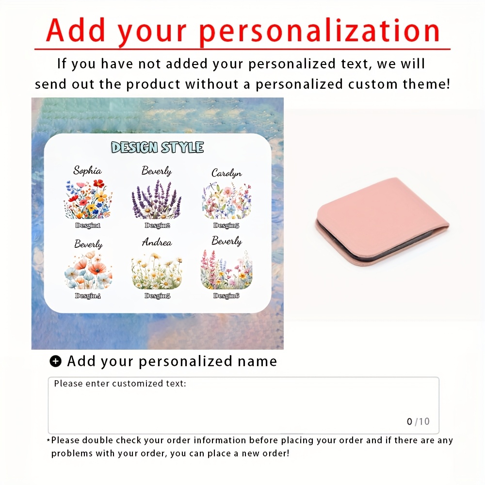 TEMU Gepersonaliseerd product: 1 gepersonaliseerde magnetische bloemen-boekenlegger met naar keuze, met PU-leren textuur en magneetsluiting, perfect