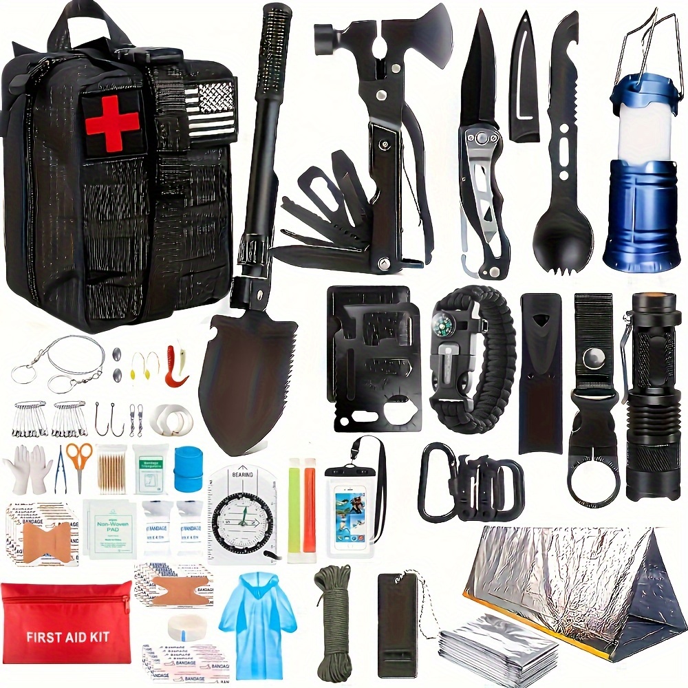 Survival Kit, 250pcs Survival Gear First Aid Kit With Compatible Bag And  Emergency Tent, Emergency Kit For Earthquake, Outdoor Adventure, Hiking,  Gift