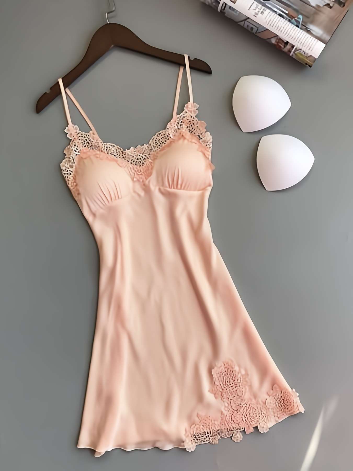 womens sexy micro babydoll lace sleepwear dress v neck mini skirt elegant polyester satin sleep dress with lace trim machine washable     fit for adults
