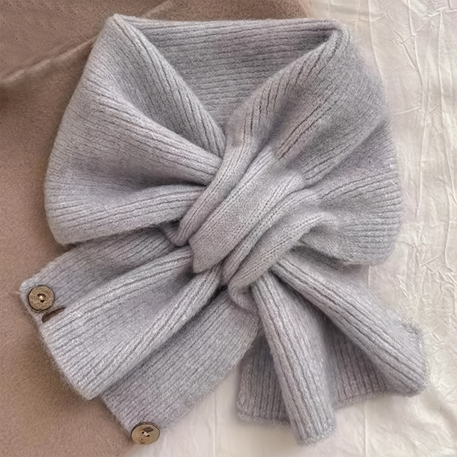 Autumn Winter Short Thickened Scarf Warm Button Neck Scarf