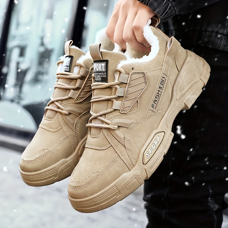 

Men's Cozy Fleece-lined Winter Boots - Comfortable, Non-slip Vintage Snow Shoes For Outdoor Activities & Casual Wear, Winter Shoes
