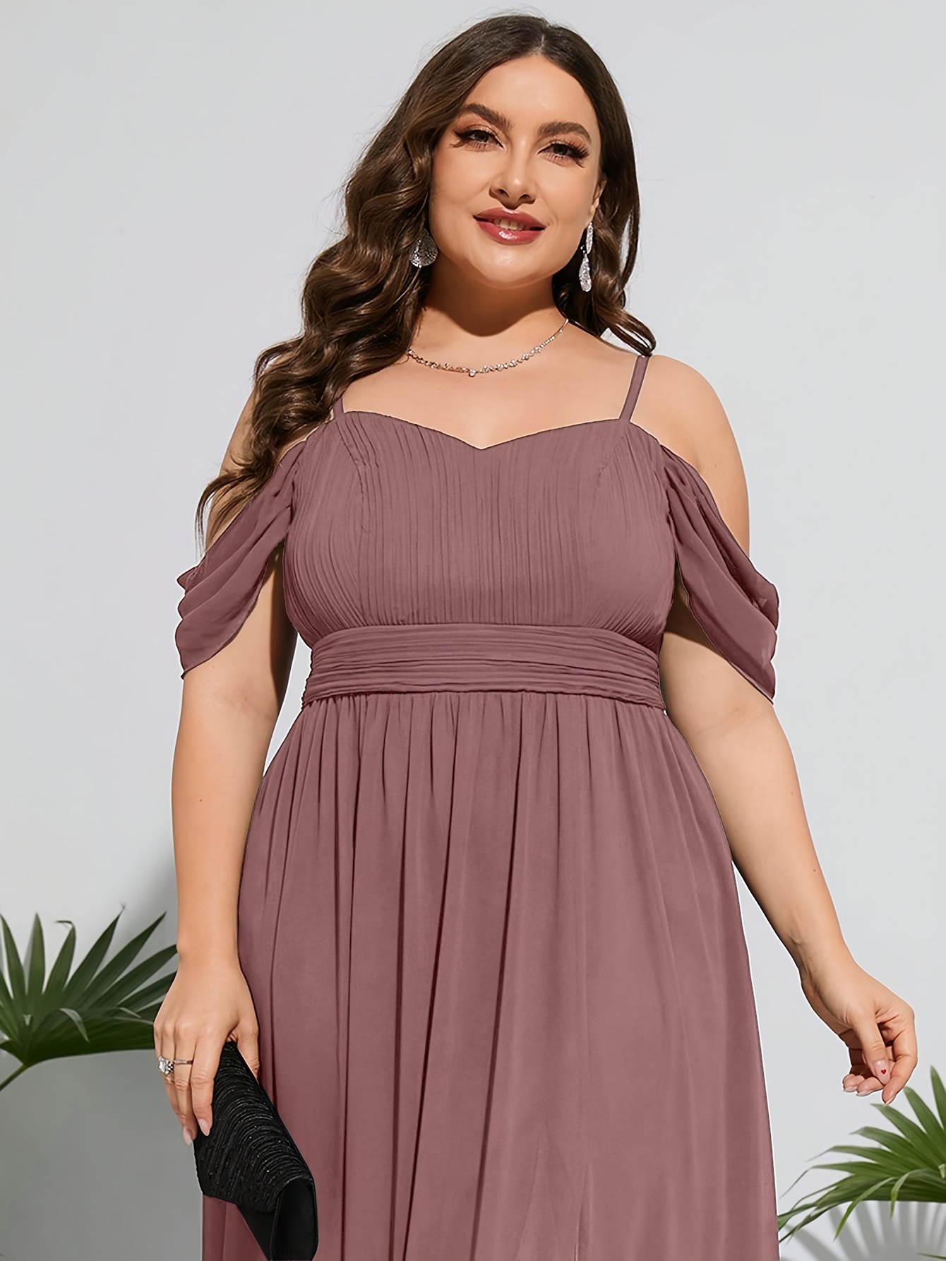 plus size plus size plus size ruched cold shoulder side slit - Temu Oman