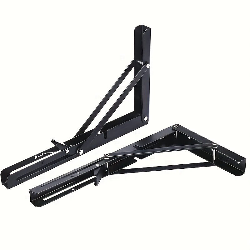 TEMU 2pcs Stainless Steel Folding Shelf Brackets, Space-saving Diy Brackets, Heavy Duty Floating Triangle Shelf Brackets, Collapsible Shelves