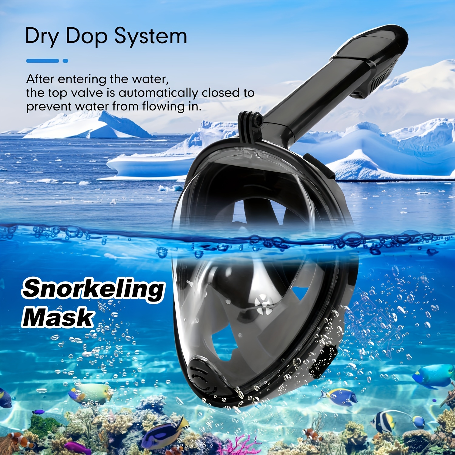 Full Face Snorkeling Mask with Panoramic View, Safe Breathing, Anti-Fog, Anti-Leakage And Camera Retention-Perfect for Adults And Swimmers Alike