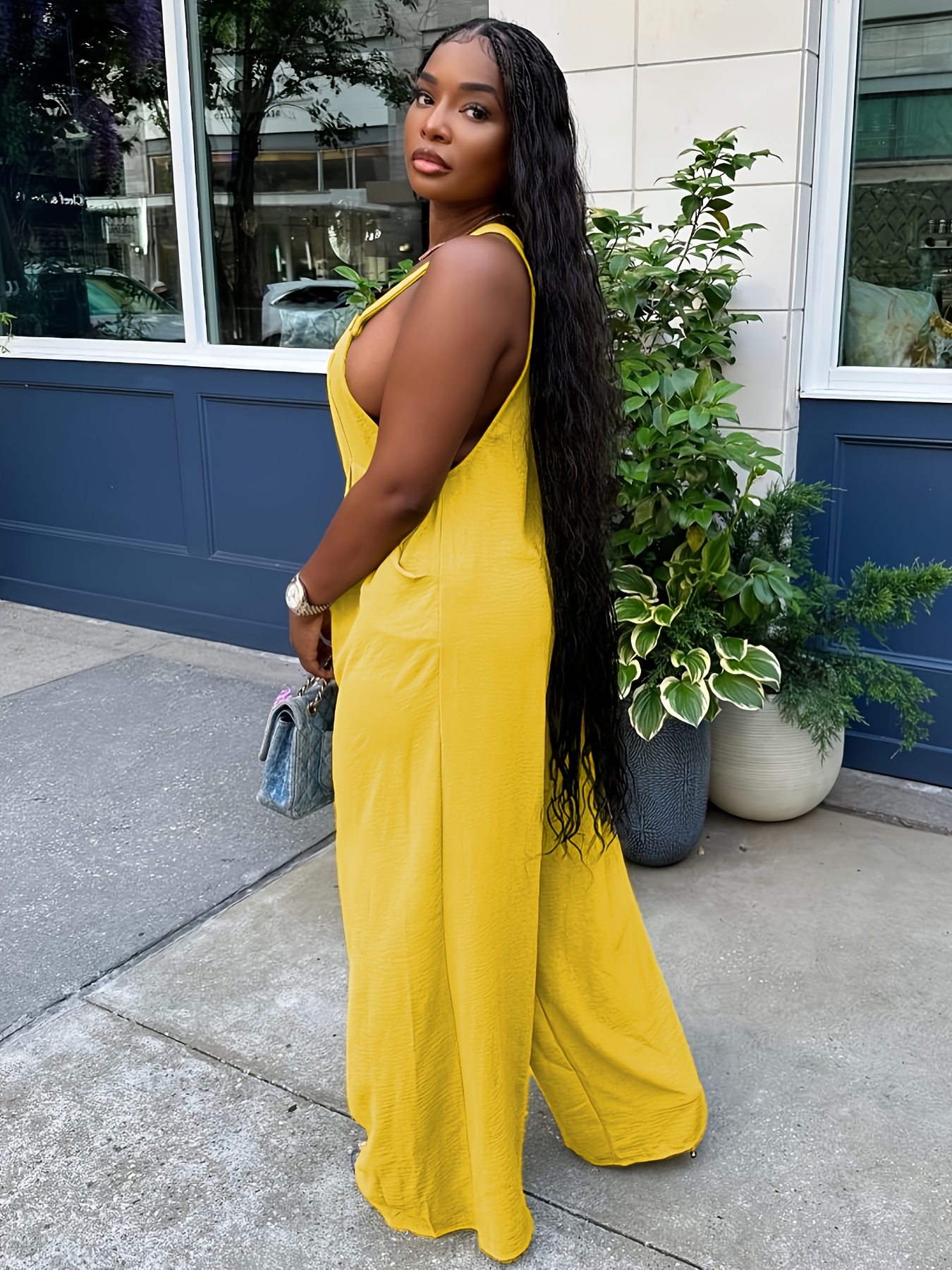 Clothing Jumpsuits For Tall Torso Romana Plunge Neck Ruched Waist