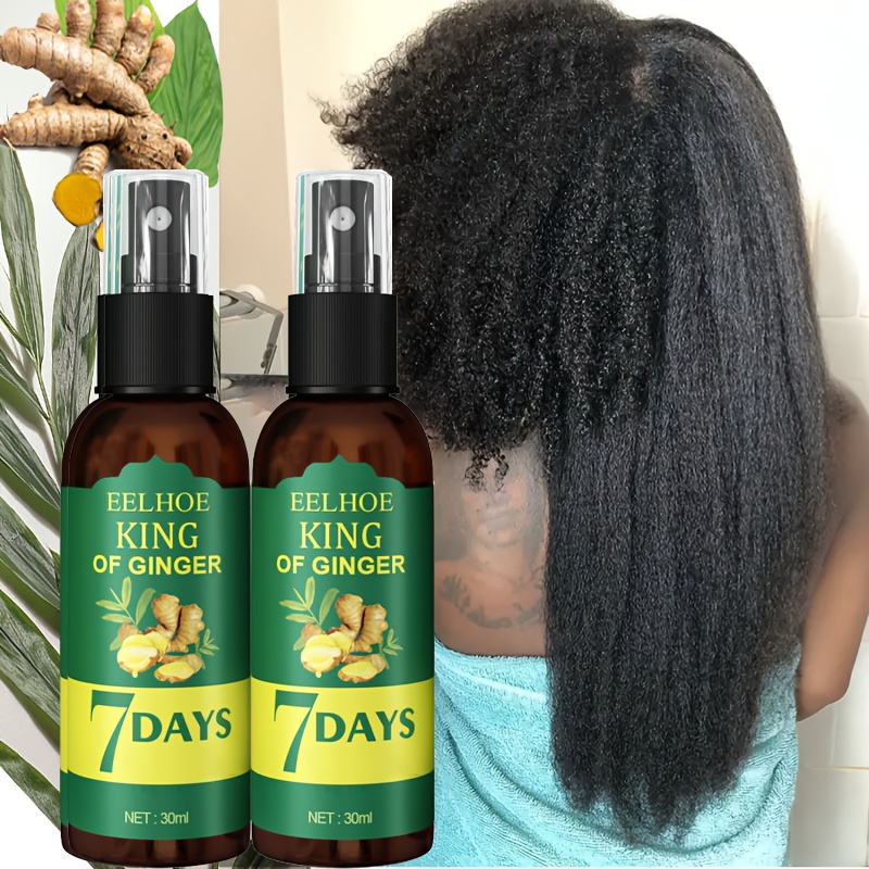 TEMU 2pcs Ginger Hair Spray Nourishing Scalp Massage Hair Care Serum, Ginger Oil Biotin Hair Care Serum For , 7 Day Ginger Hair Care Essential Oil