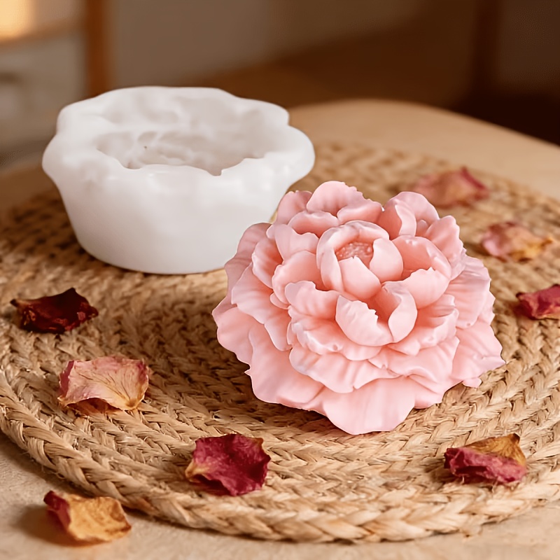 TEMU Stampo per candele in a forma di 1 pz, candela 3D a forma e peonia, stampo per , cemento, argilla e , forniture per artigianato fai da te,