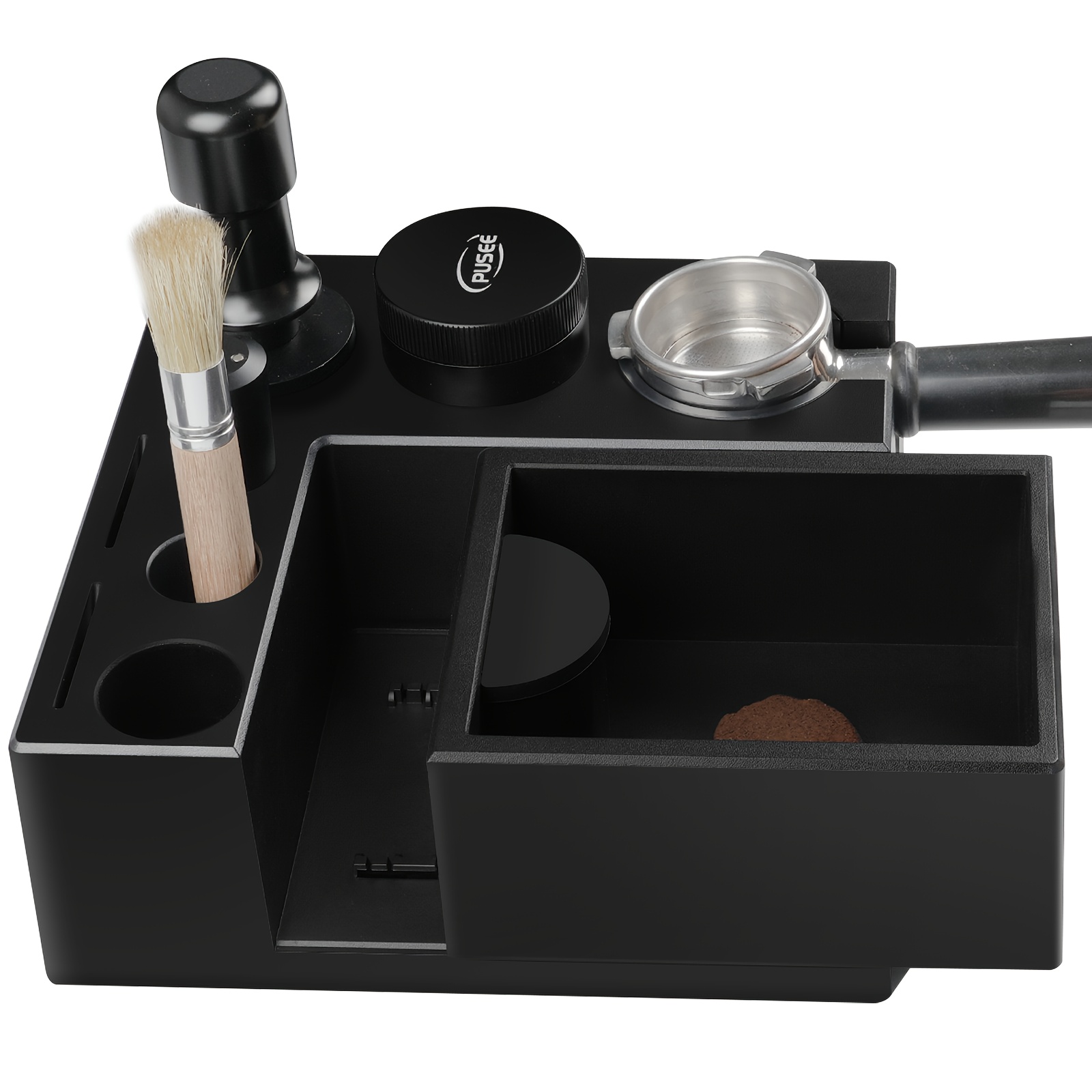 

1pc Pusee 9-in-1 Abs Espresso Tamper And Accessory Organizer, Compatible With 51/54/58mm Distributor, Portafilter & Screen, Detachable Coffee For Baristas