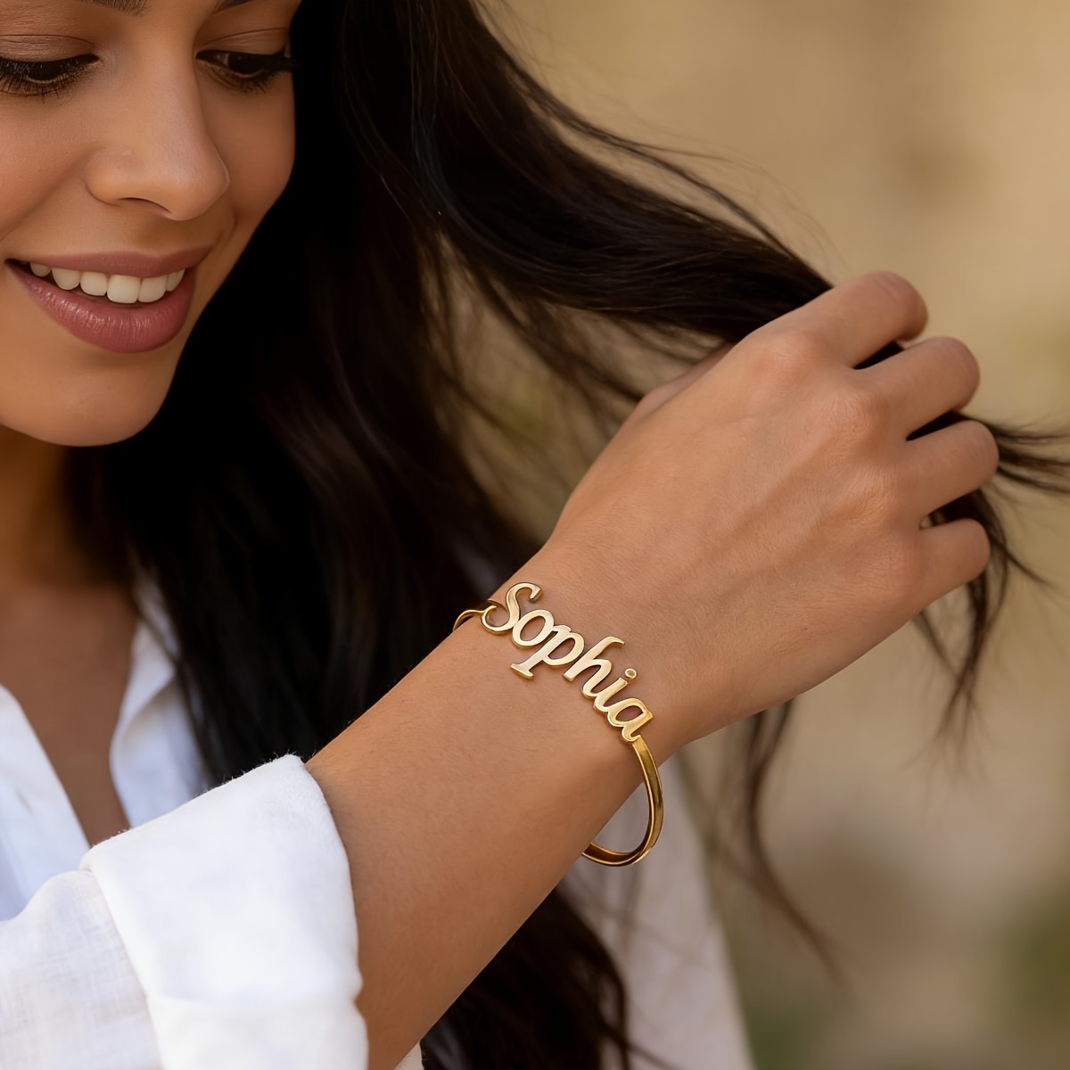 TEMU Personalizza un Bracciale Elegante e Stiloso in Acciaio Inossidabile 304 per Donne con Targhetta Personalizzata, per l'Anniversario della Tua