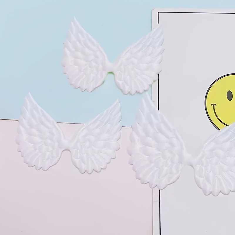 20pcs Of Satin Embossed Wings Fabric Patches, Craft Materials For Home, Suitable For Decorating Hats, Bags, And Dolls