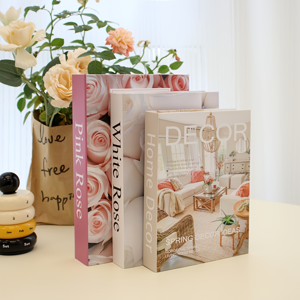 TEMU 3pcs Deluxe Book Set, Decor Accessories, 3 Sizes, Decorative Books, Coffee Table Books, Decorative Paper Prop Books, Suitable For Living Rooms,