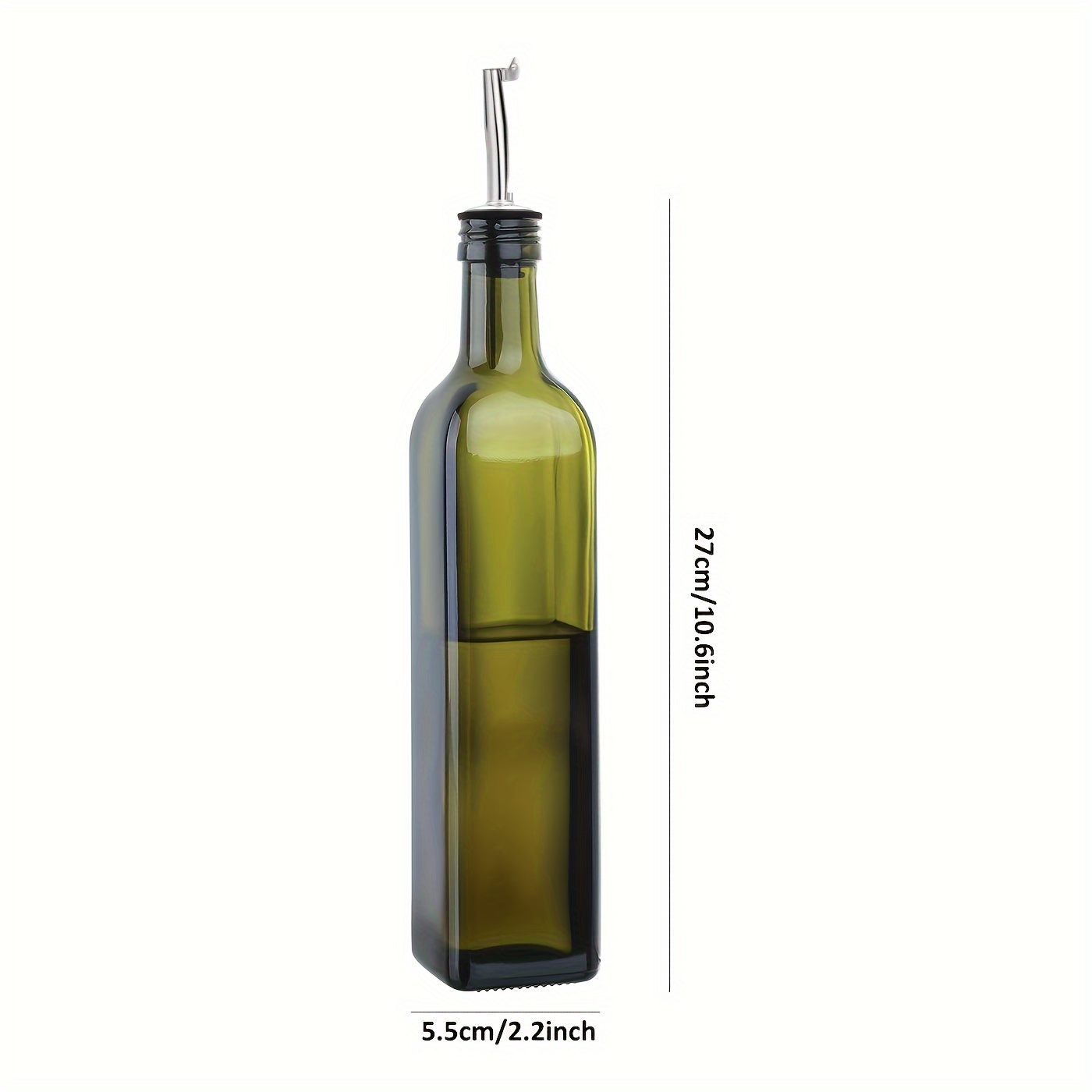  AOZITA Dispensador de aceite de oliva de vidrio de 17 onzas – Botella  de aceite y vinagre con vertedores de acero inoxidable – Embudo para fácil  recarga – Decantador de jarra