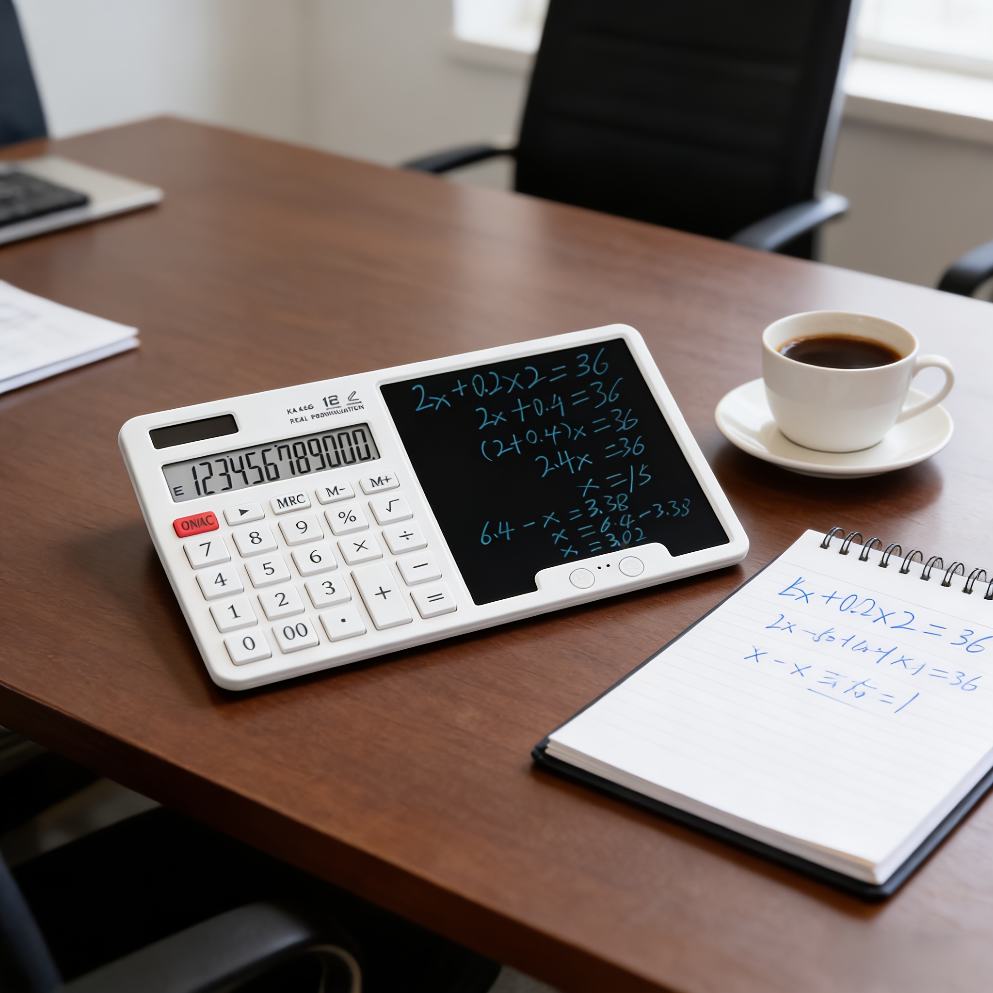 solar powered calculator with notepad display quiet large buttons ideal for   home and business modern touchscreen durable structure electronic components included battery not included Product details 1