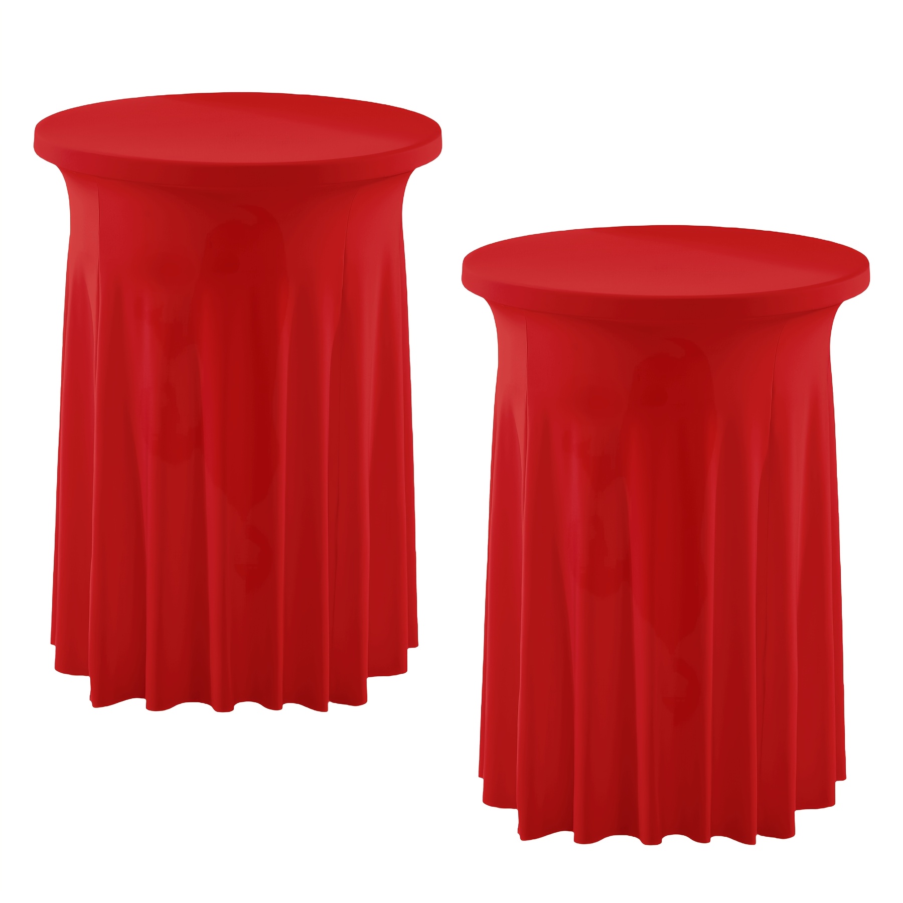 Image of 2 2.7-foot Cocktail Table Tablecloths, Reusable, Made Of Polyester Blend, With Good Elasticity, Suitable For Indoor And Outdoor Wedding Decorations, And For Preventing Stains On Of A Restaurant.