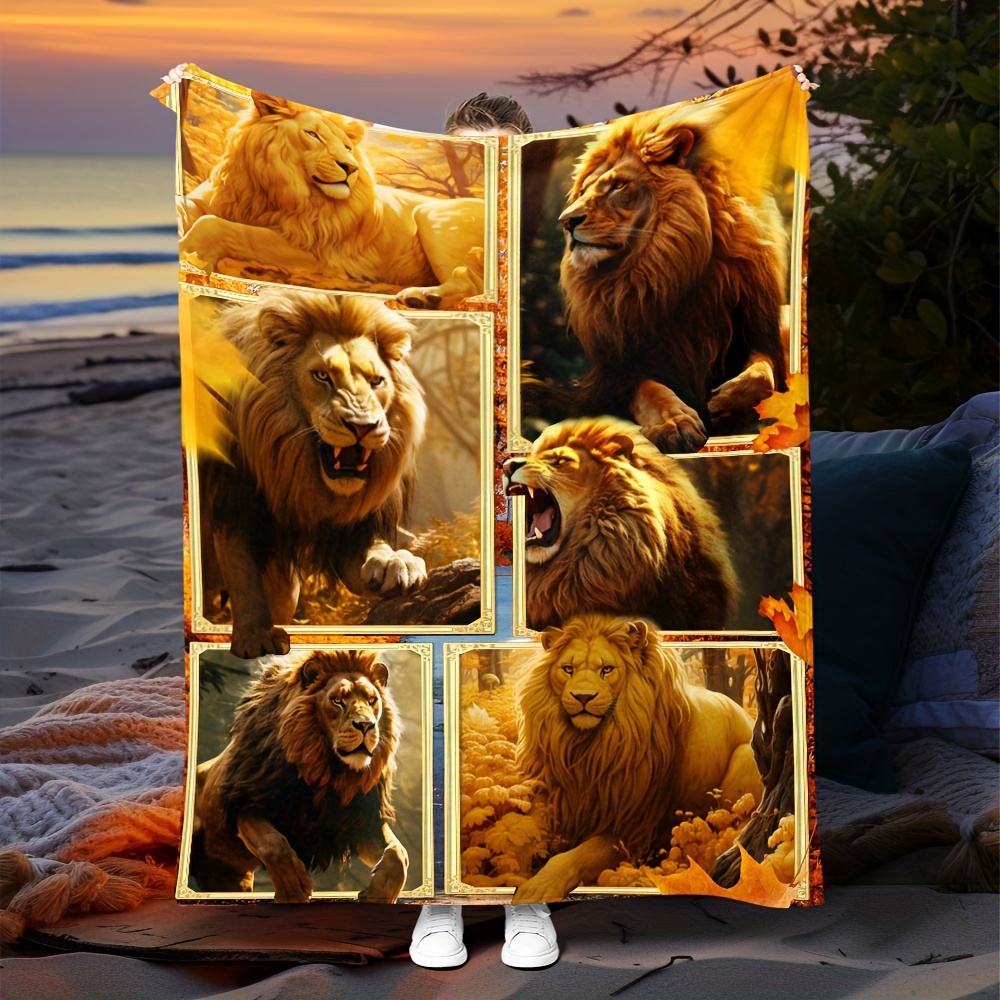 Cozy 3d Brown Lion Print Blanket Temu