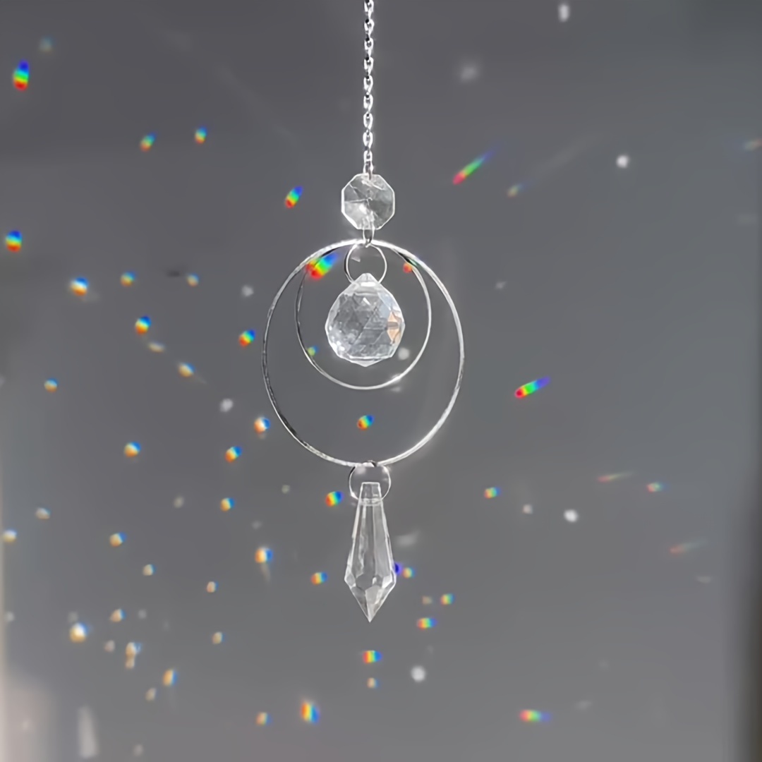 

1pc Handmade Glass Crystal Suncatcher, Hanging Sun Catcher With Chain, Colorful Pendant Ornament Ball For Window, Home, Garden, Wedding Decor