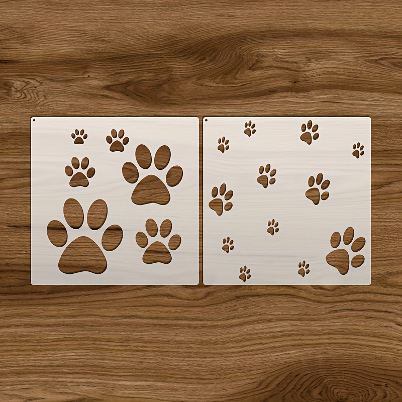 

2pcs Reusable Dog Paw Print Stencils, 11.0 Inch Polyethylene Terephthalate Templates For Diy Crafts On Fabric, Walls, Glass & Wood