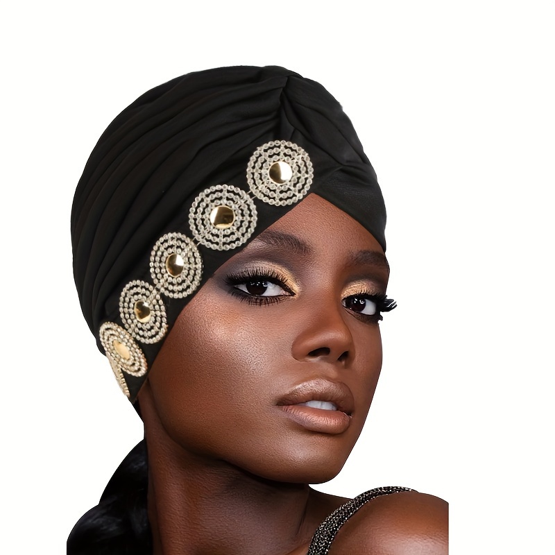 Brand New Set of Three Turbans Headwraps Hijabs Chemo Caps Black & Caramel Brand New Set of Three Turbans Headwraps Hijabs Chemo Caps  main image 4