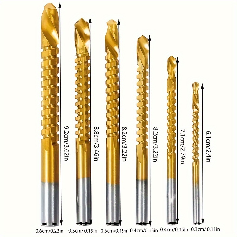 TEMU 6pcs Titanium-coated - Set - Durable, Efficient For Drills