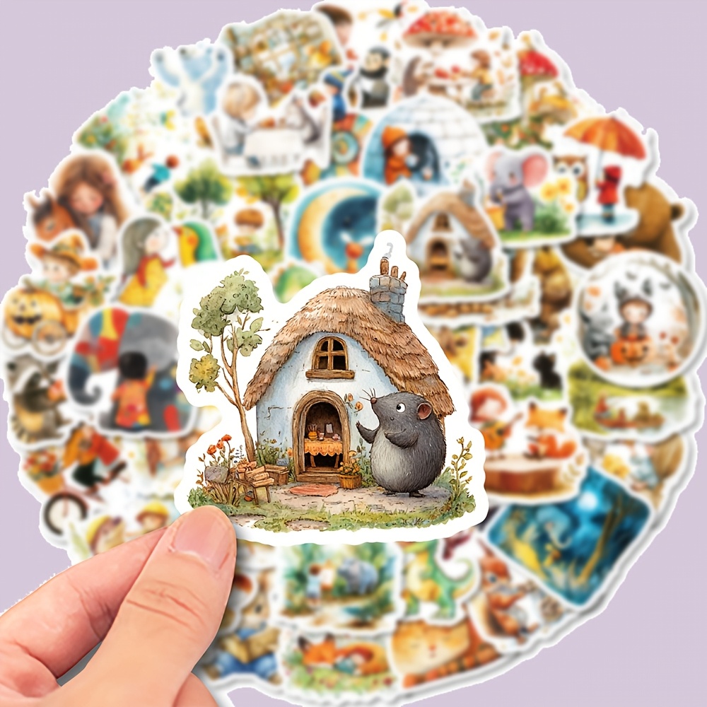 Image of 50pcs Cartoon Animal Forest Fairy Tale Doodle Stickers For Decoration Of Guitars, Notebooks, Luggage, Computers, Motorcycles, And Skateboards