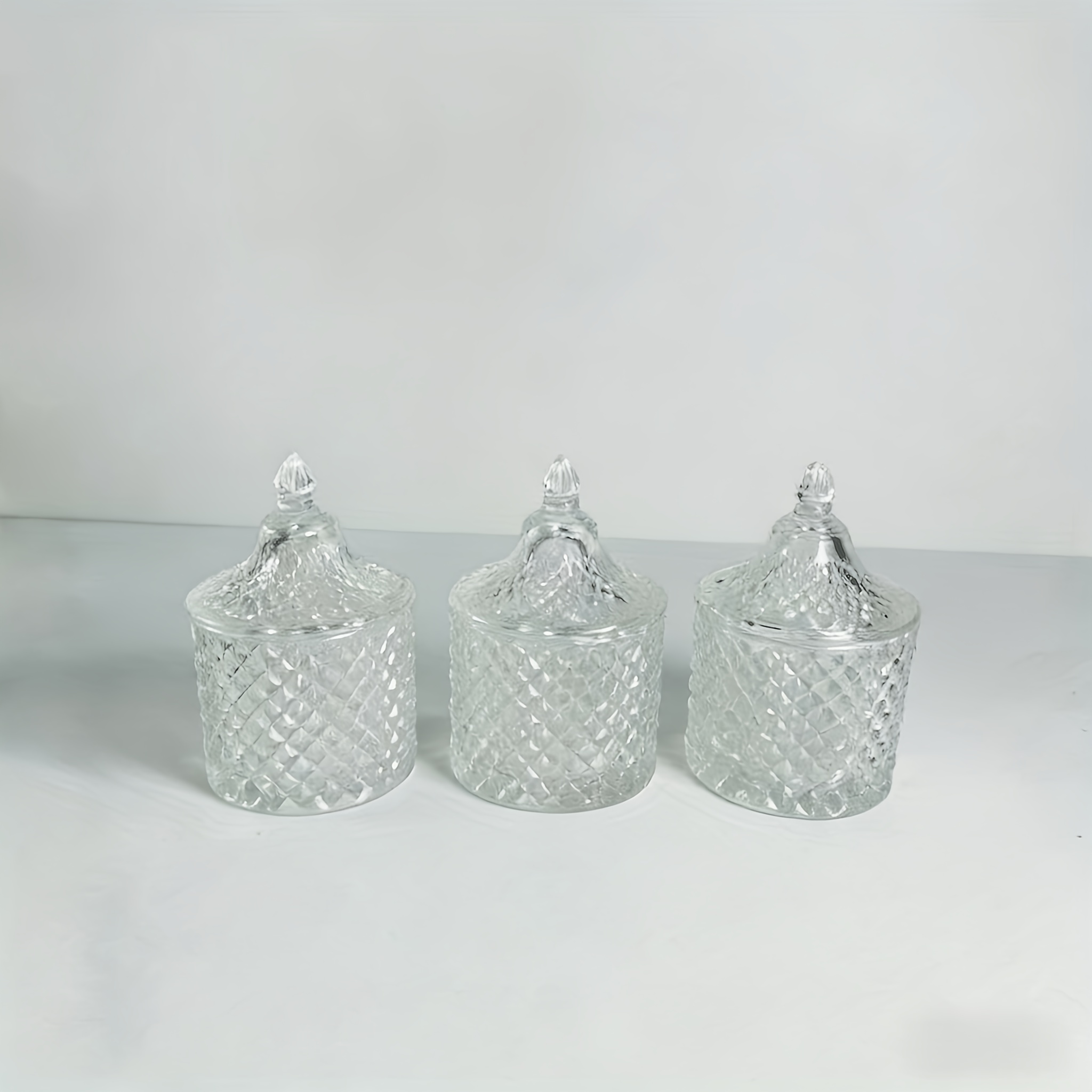 TEMU 3 pezzi Portacandele/Style Ins Lusso di luce Motivo di diamante Portacandele in vetro con design a Ornamenti decorativi da scrivania Cenone a