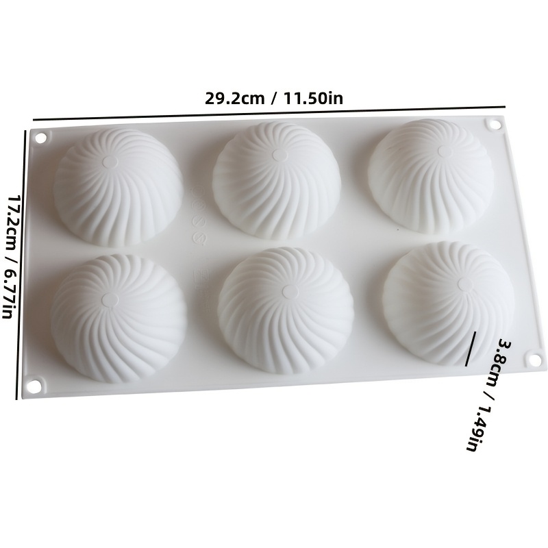 Image of 6-hole Hemispherical Spiral Cake Silicone Mold Baking Tool Chocolate Dessert Decoration Tool Suitable For Easter/christmas/mother's Day/graduation Season Baking Mousse Cake Mold
