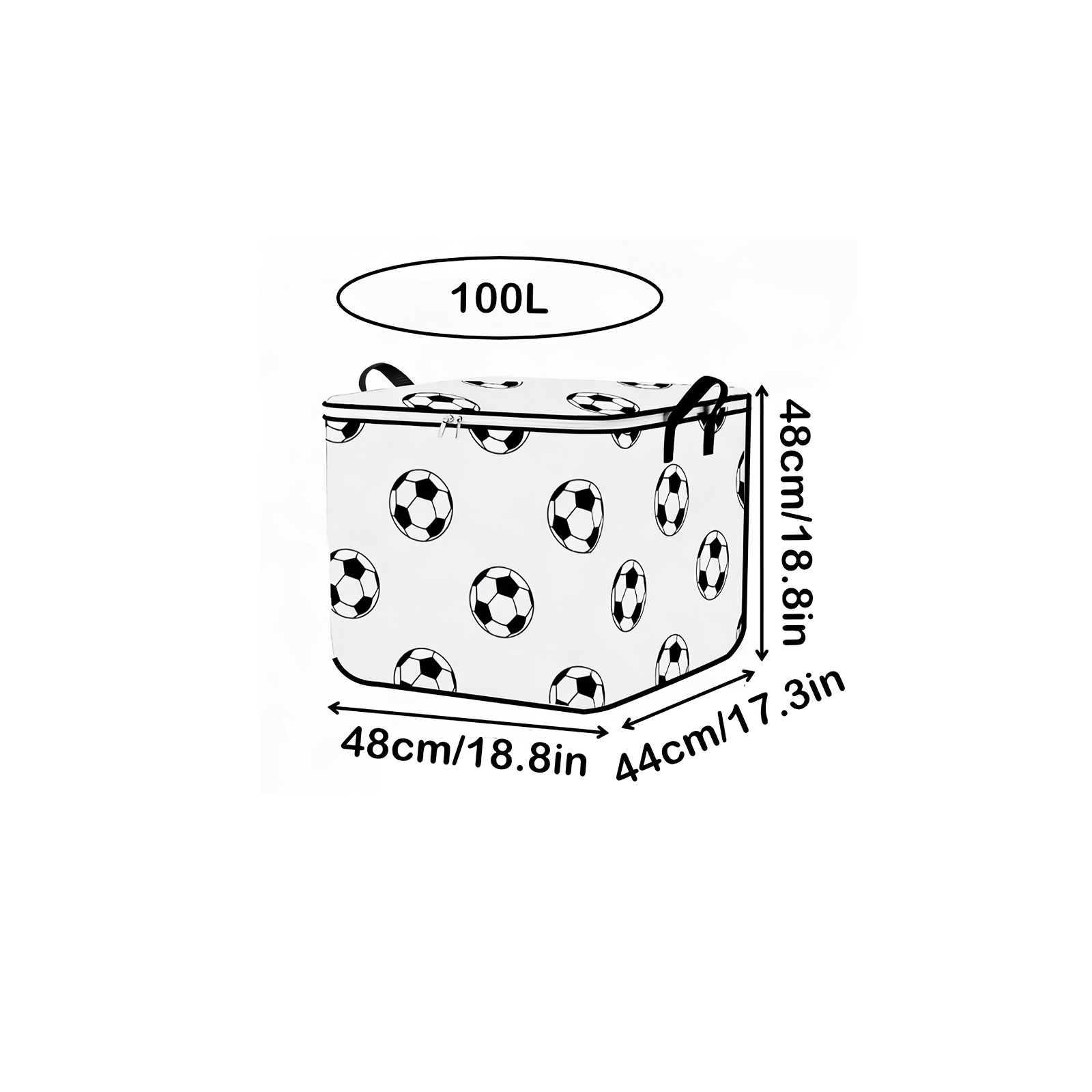 TEMU Football Pattern Foldable Wardrobe Storage Bag, Large Capacity Storage Box, Household Double Zipper With Handle Clothing Bedding Organizing Bag,