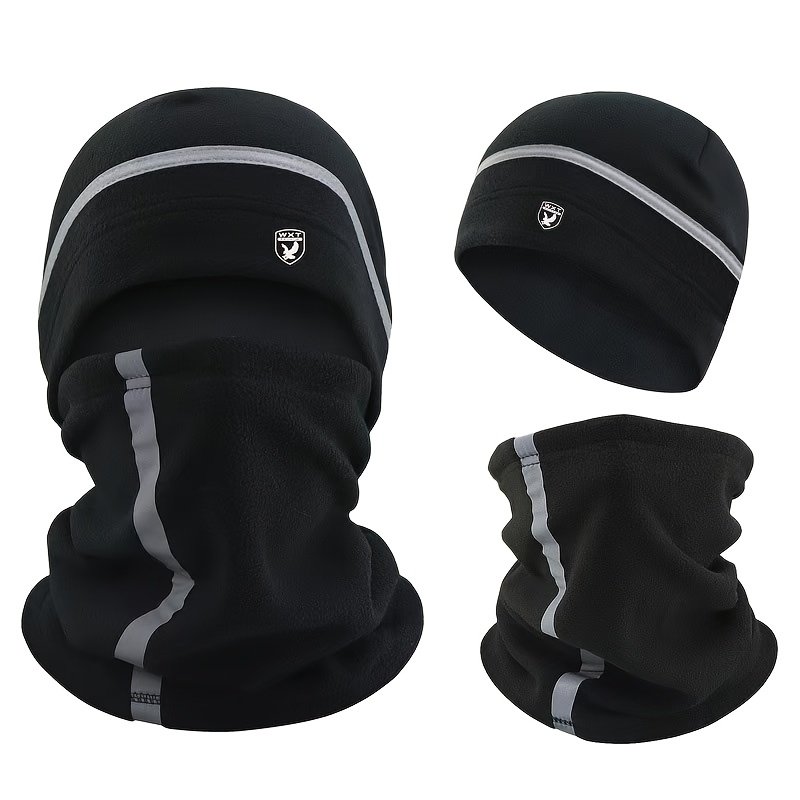 Image of Winter Thermal & Neck Warmer - Windproof Cold Weather Mask With Detachable Face Cover, Ear For Skiing, Snowboarding, Outdoor Sports - Adjustable Beanie & Neck Gaiter (fits Face/)