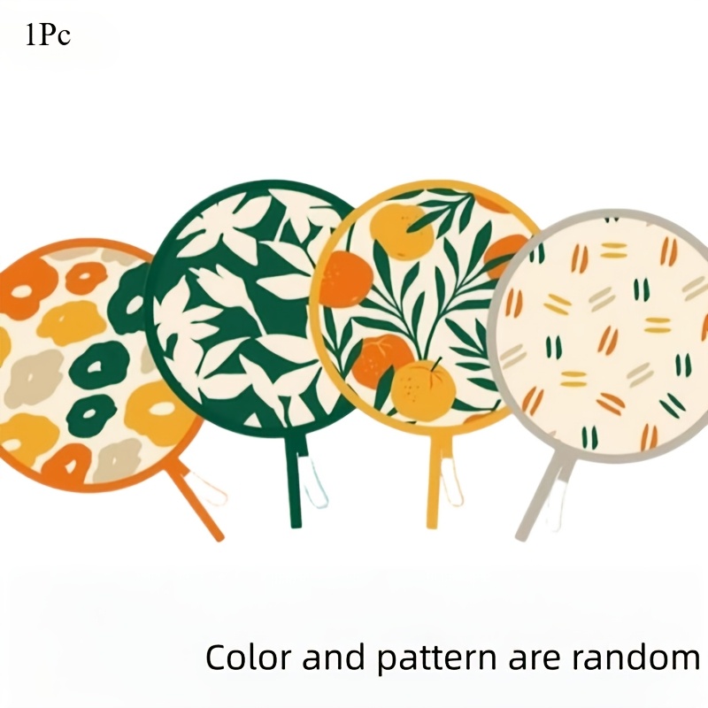 TEMU Round Folding Hand Fan, 4 Styles, Foldable Handheld Fan, Japanese Round Folding Fan, Random Color And Pattern. Suitable For Indoor/outdoor,