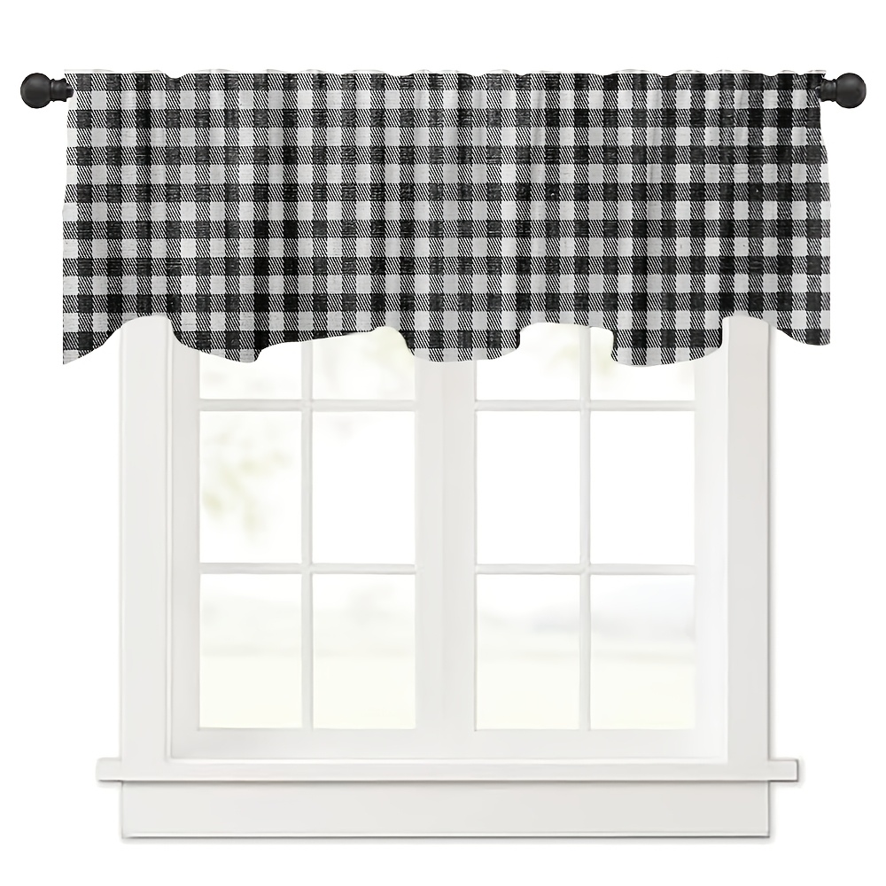 

1pc Modern Semi-sheer Curtain, 100% Polyester Rod Pocket Window Valance For Kitchen, Farmhouse Style, Decor For Living Room, Bedroom, And Restaurants - Woven, 60-70gsm