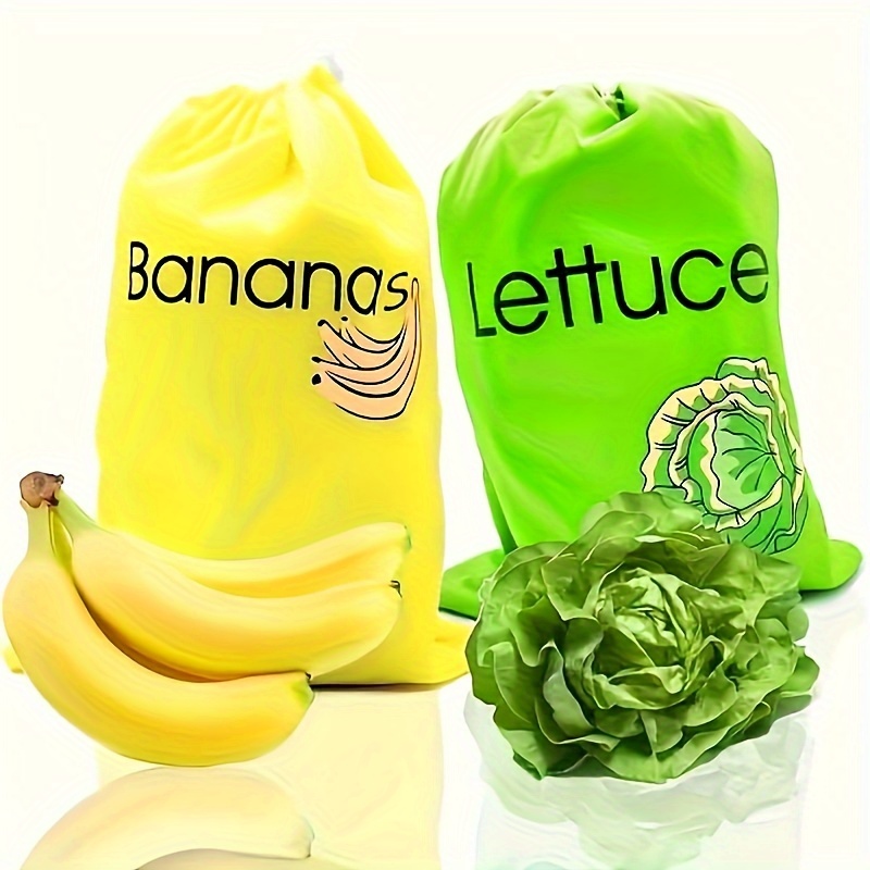 

2pcs Reusable Banana & Lettuce Saver Bags - Fresh Produce Storage For Fridge, Kitchen & Dining