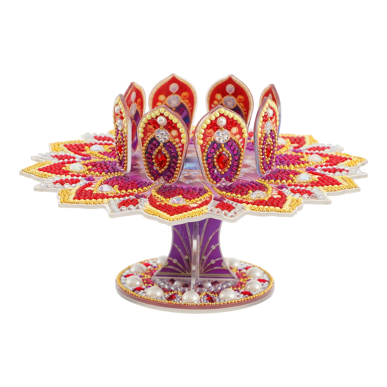 E-shop 3D-Diamantmalerei drehbarer Kerzenhalter, 8 Blütenblätter Blumenthema Kerzenleuchter, DIY-Diamantmalerei-Set für Erwachsene, langlebiger