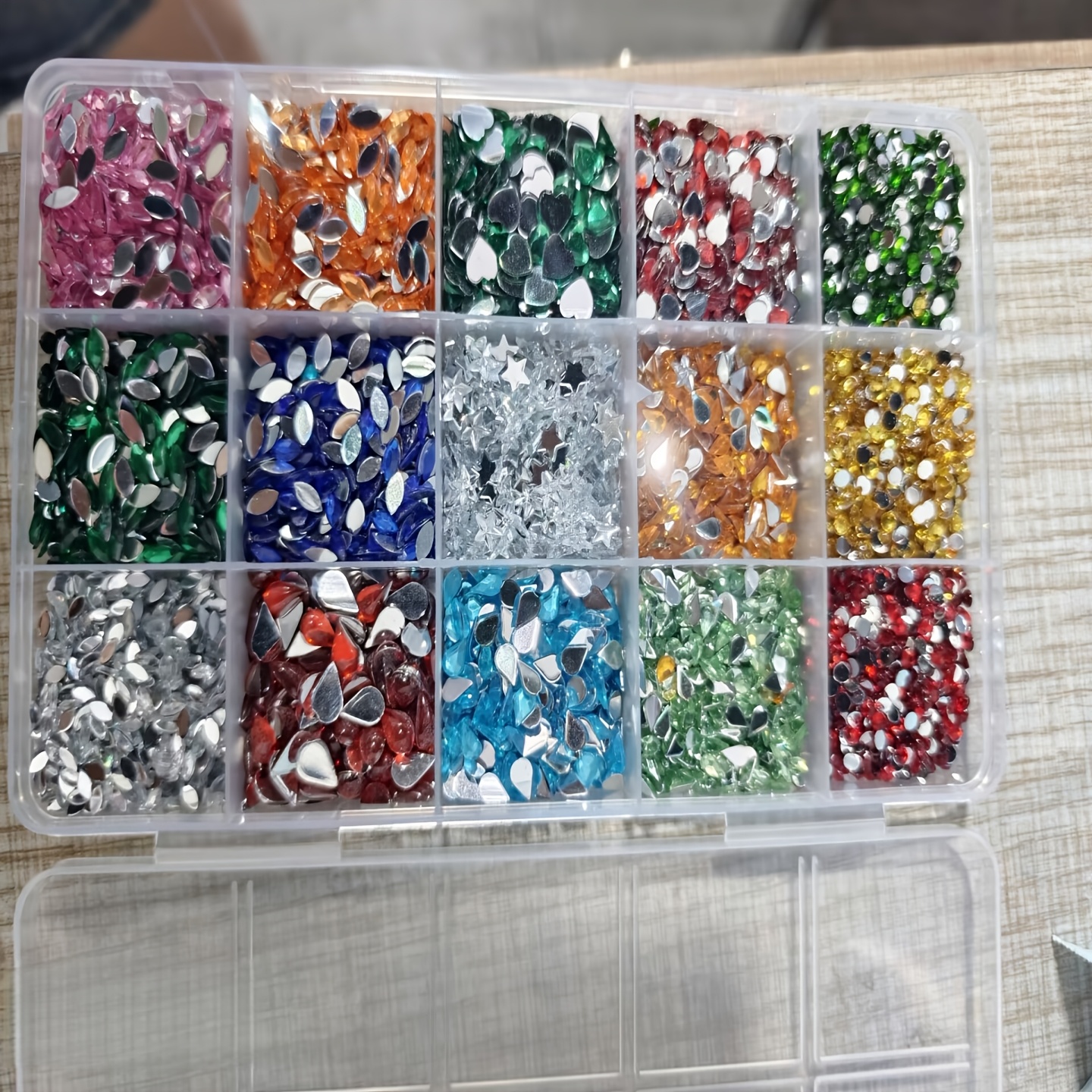 TEMU 1200 High-quality 5d Acrylic Flat-back Shaped Rhinestones – 15 Vibrant Colors, Uniformly Sized Flat-back Shaped Rhinestones, Suitable For