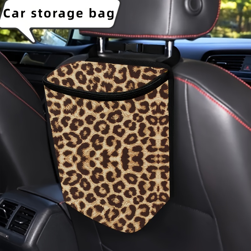 

Leopard Print Car With Lid - Nylon Storage Bag For Vehicle And Home, Multi-functional Folding Design For Clutter-, Car Storage