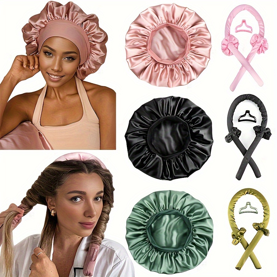 

2pcs Free Curler And Cap Set, Headwrap For & Long , Curling Tool, Dryers