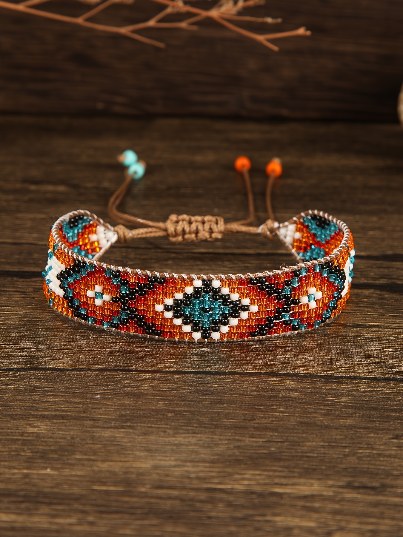 1pc vintage bohemian style geometric pattern glass rice bead handmade woven beaded womens fashionable beaded bracelet suitable for   and holiday gifts details 2