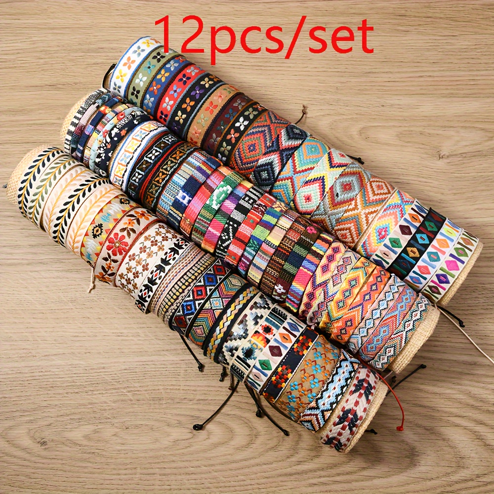 TEMU Bohemian Bracelets Set, 12/24/36pcs, Unisex Fashion, Style, Woven Beads, Jewelry Accessories, Bracelet & Wristband Set