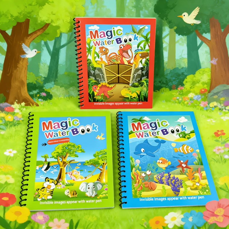 3pcs Reusable Magic Water With Pen, Art Projects, Classroom Activities, Colorful Books, Interactive Design,drawing Books,art Supplies