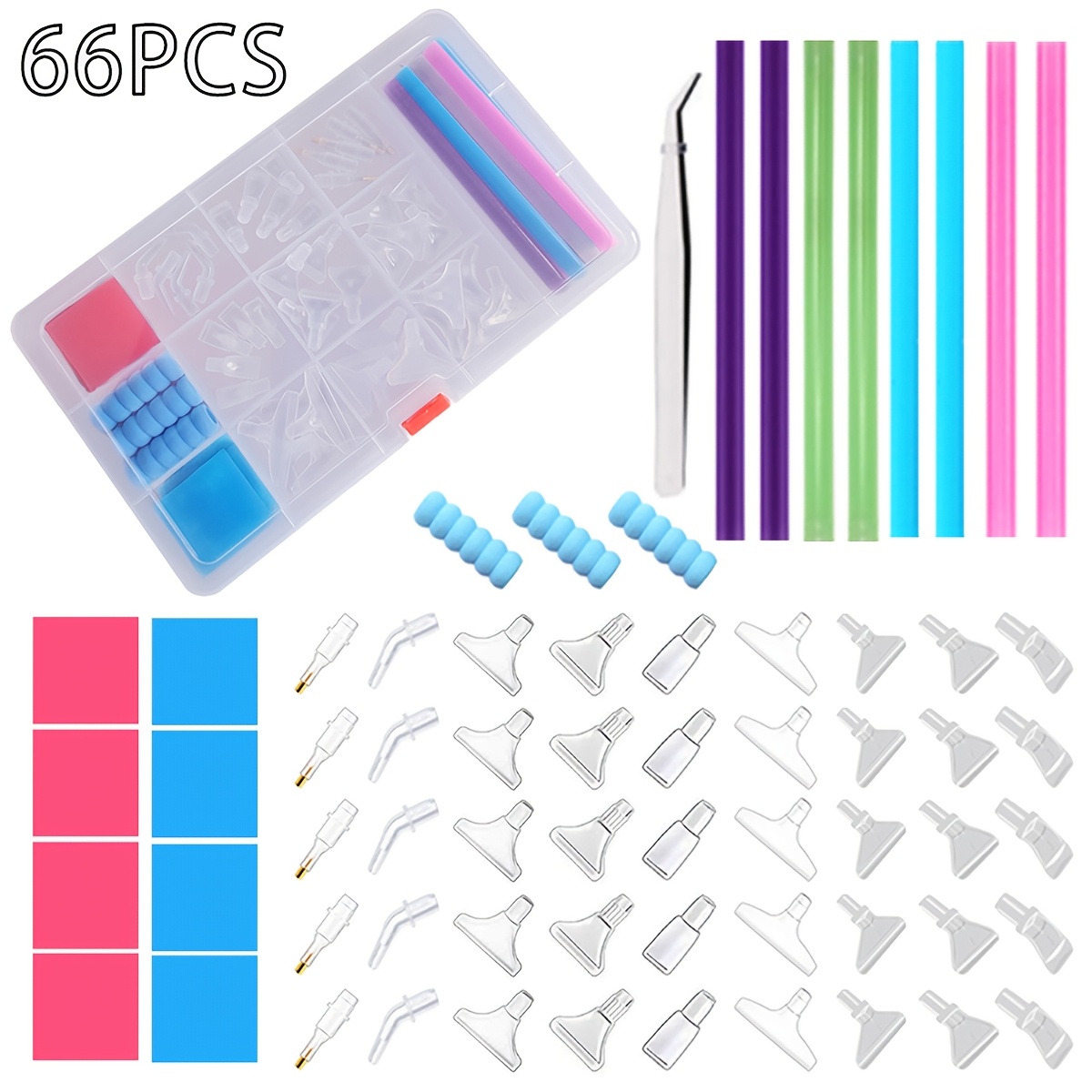 Image of 66pcs Diamond Painting Tool Kit, Painting Bending Pen Tip Set, Diamond Painting Tool Box, Clay Pen Holder Tool Set, Gift For Diamond Painting Enthusiasts, Christmas, Thanksgiving Gift