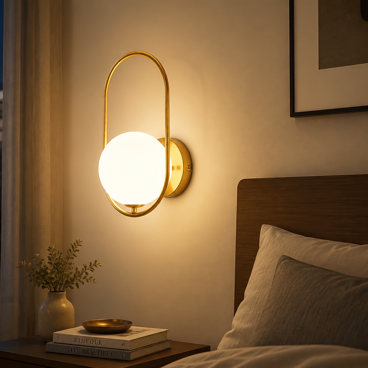 Image of Wall Lamp Indoor Modern Golden Glass G9 Wall Light Bathroom Vintage Creative Bedside Lamp Living Room Bedroom - Bulb Not Included