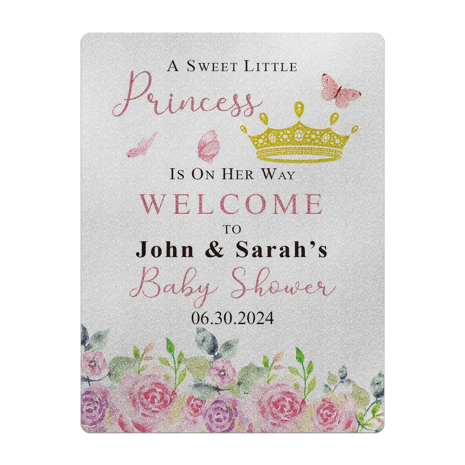 TEMU [2d Flat] [customization] 1pc Personalized Birthday Welcome Sign Customization 1 Princess Is On The Way Baby Shower Gift Festival Party Decor