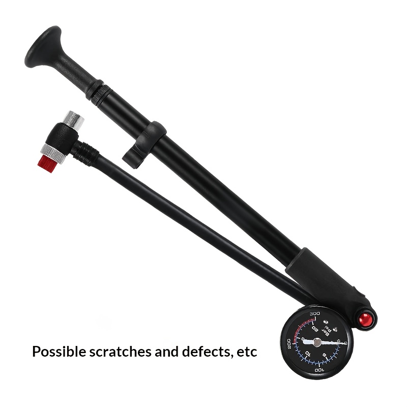 TEMU 300psi High Pressure Bike Fork Pump With Gauge - Heavy-duty Manual Bicycle Pump, Portable Air Compressor With Schrader Valve And Quick-inflate
