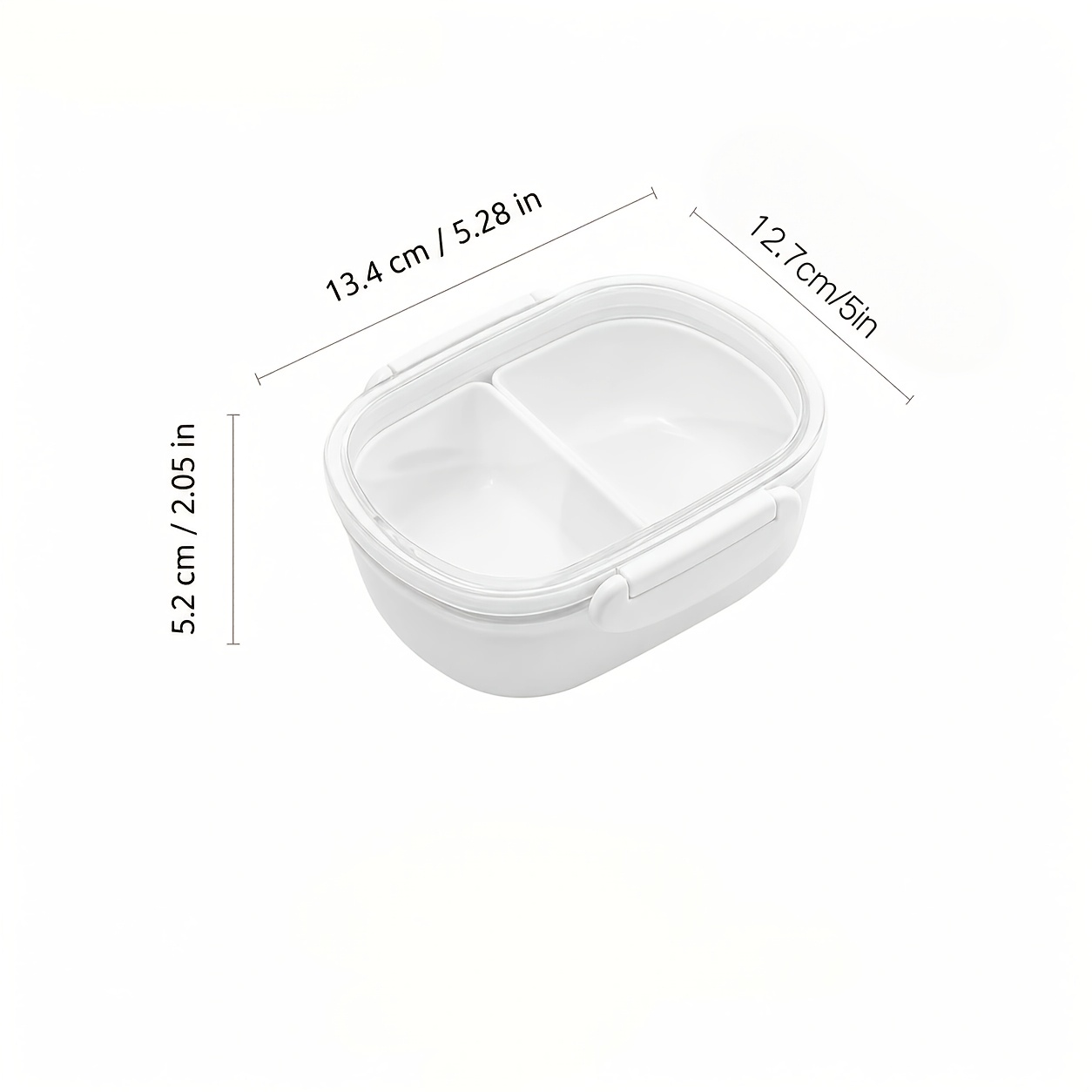 TEMU 1pc 2-compartment Divided Food Storage Container With Transparent Lid And Side Buckles, Bento Food Organizer For Fruits, Orange Slices, Grapes,