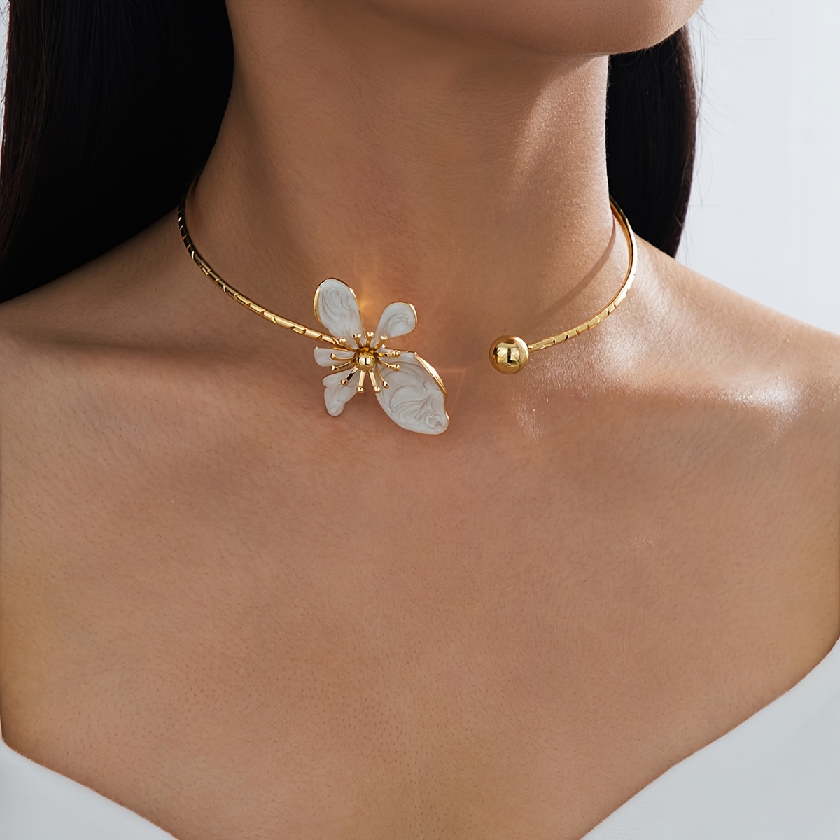 TEMU 1pc Of Fashionable And Versatile Enamel Glaze Floral Texture Geometric Choker Suitable For Women', Party, And Casual Wear