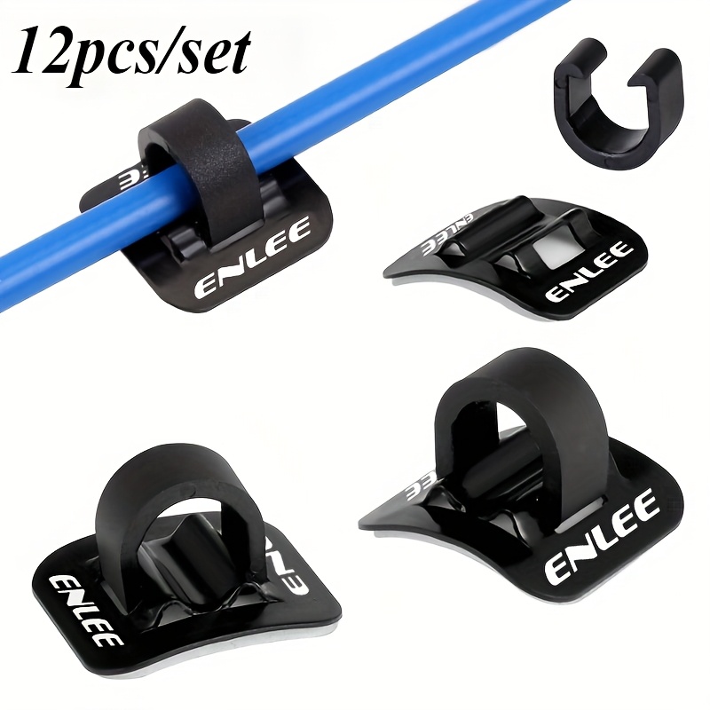 Image of 12pcs/set Mountain Bike Bicycle Brake Cable Guide Seat Frame Tubing Fixing Clamp Aluminum Alloy Cable Clip Cycling Accessories, Frame Wire Holder, Bicycle Cable