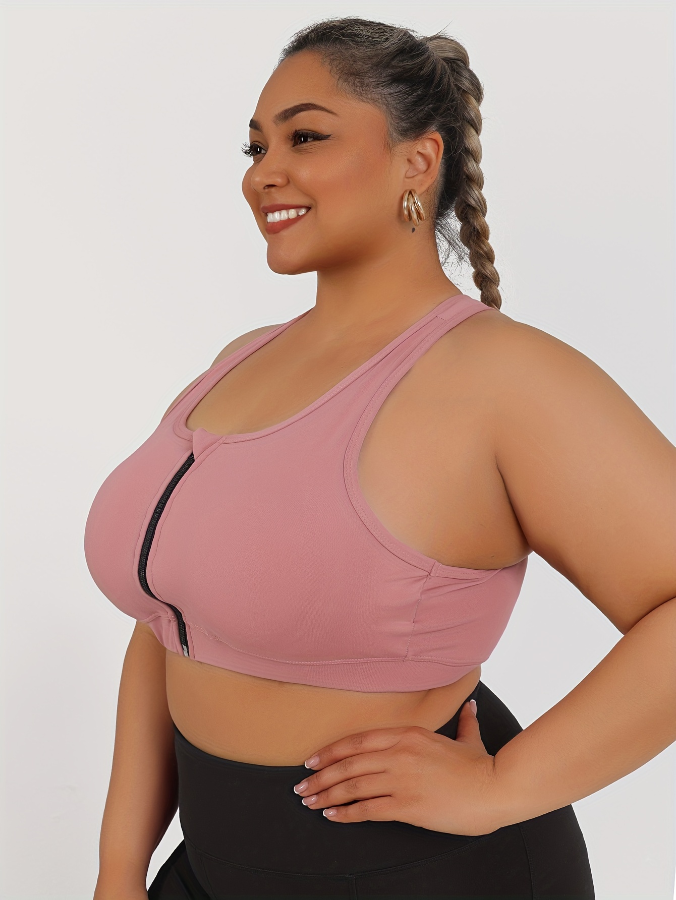 Women's High-Impact Sports Bra with Zipper Front Closure, Removable Pads & High-Elasticity Fabric - White Yoga Running Gym Bra for Workouts, Machine Washable, Strapless Push Up Bra, Workout Support, Backless Design, Durable Sports Wear