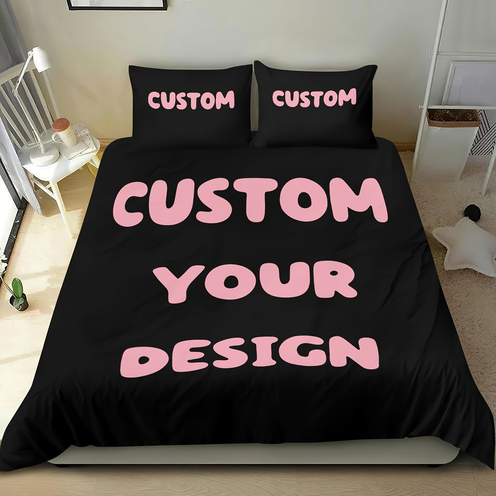 TEMU Custom Personalized Picture Bedding, Customize Your Own 3pcs Bedding With Your Own Pictures (1 Duvet Cover   2 Pillowcases, Not Included).