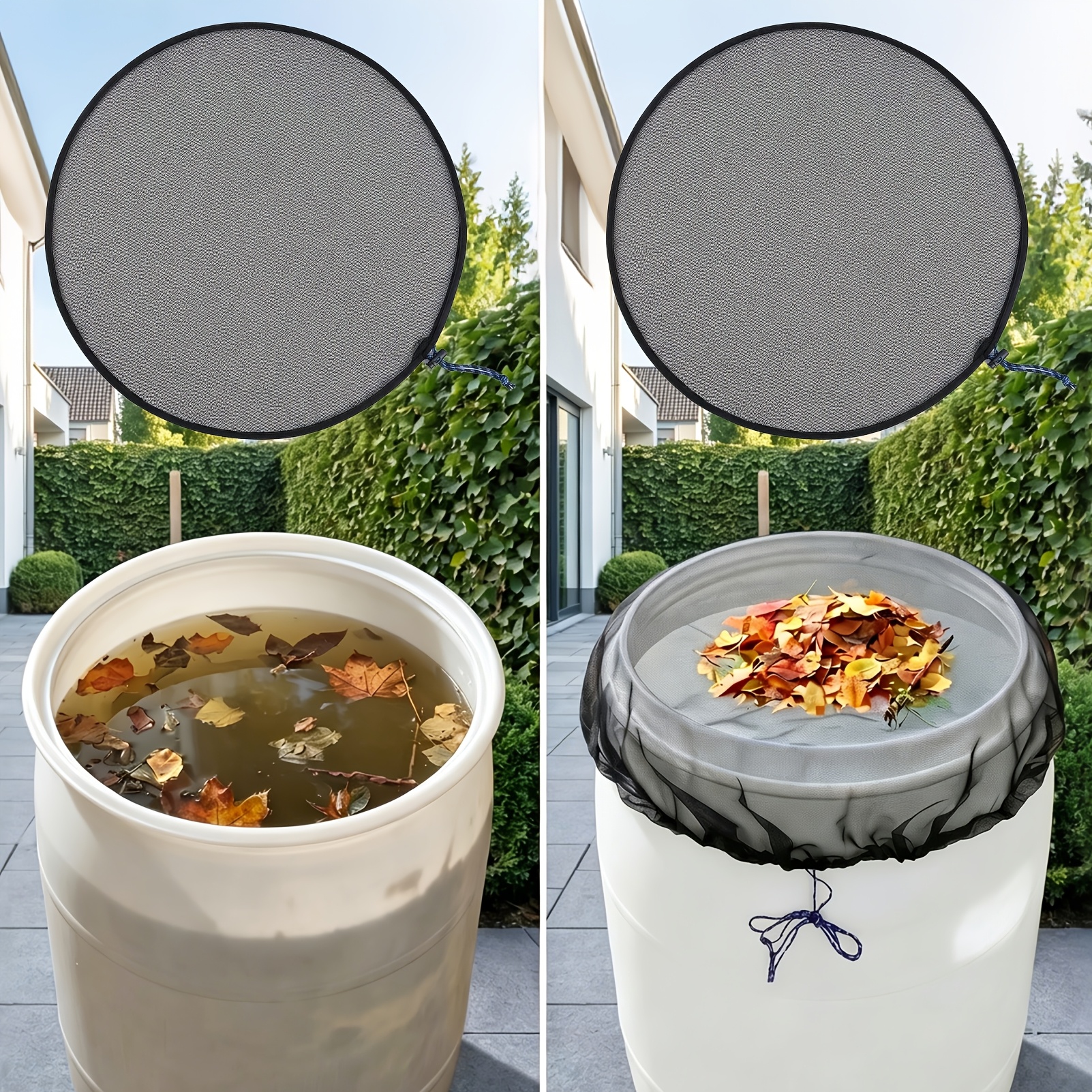 TEMU 2pcs Mesh Cover For Rain , Water Bucket Net Cover, Diameter 80cm, 2-pack, Drawstring Design